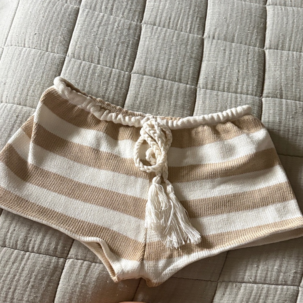Striped Tan and White Women's Shorts